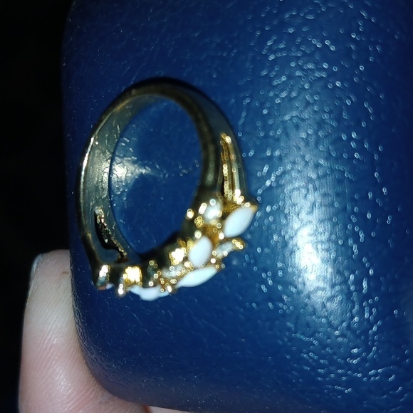 Faux Opals and Diamond Ring - Picture 2 of 4